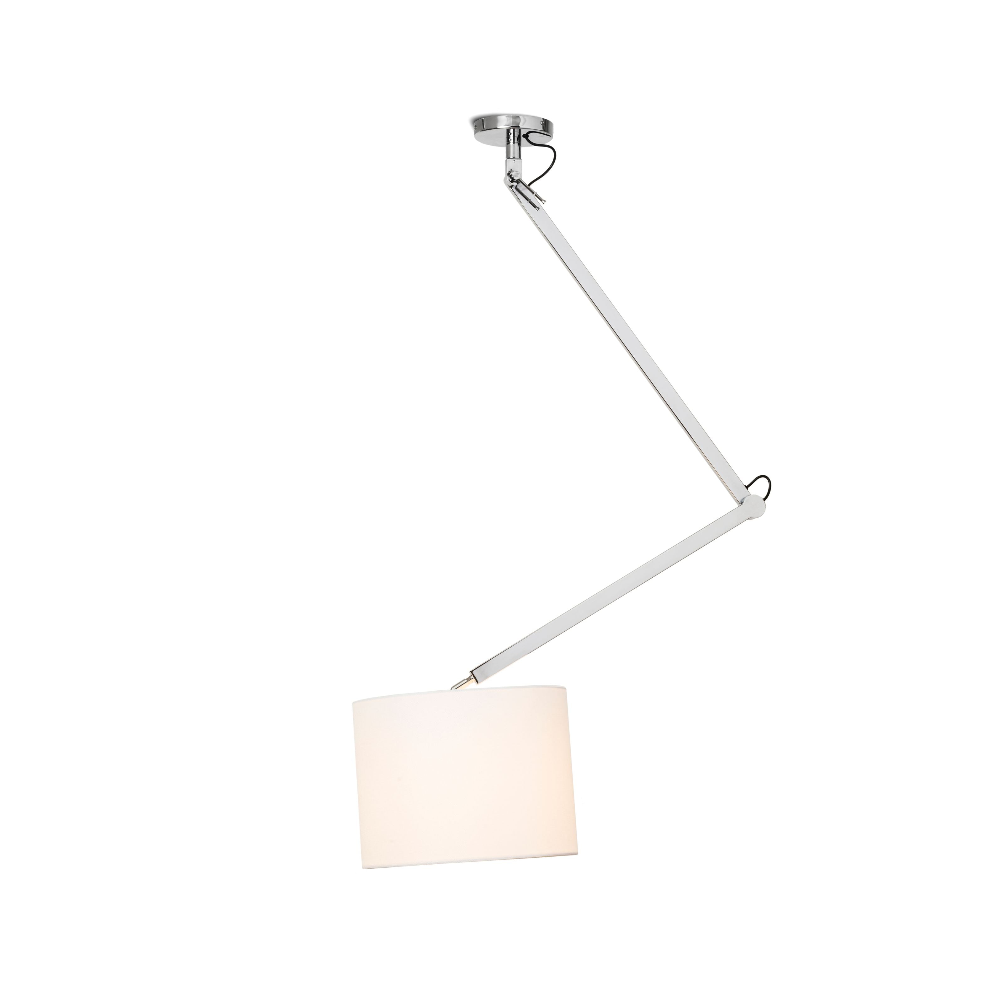 Lampă reglabilă cu braț dublu de tavan cu abajur textil, MADISON C de alb crom 230V LED E27 15W