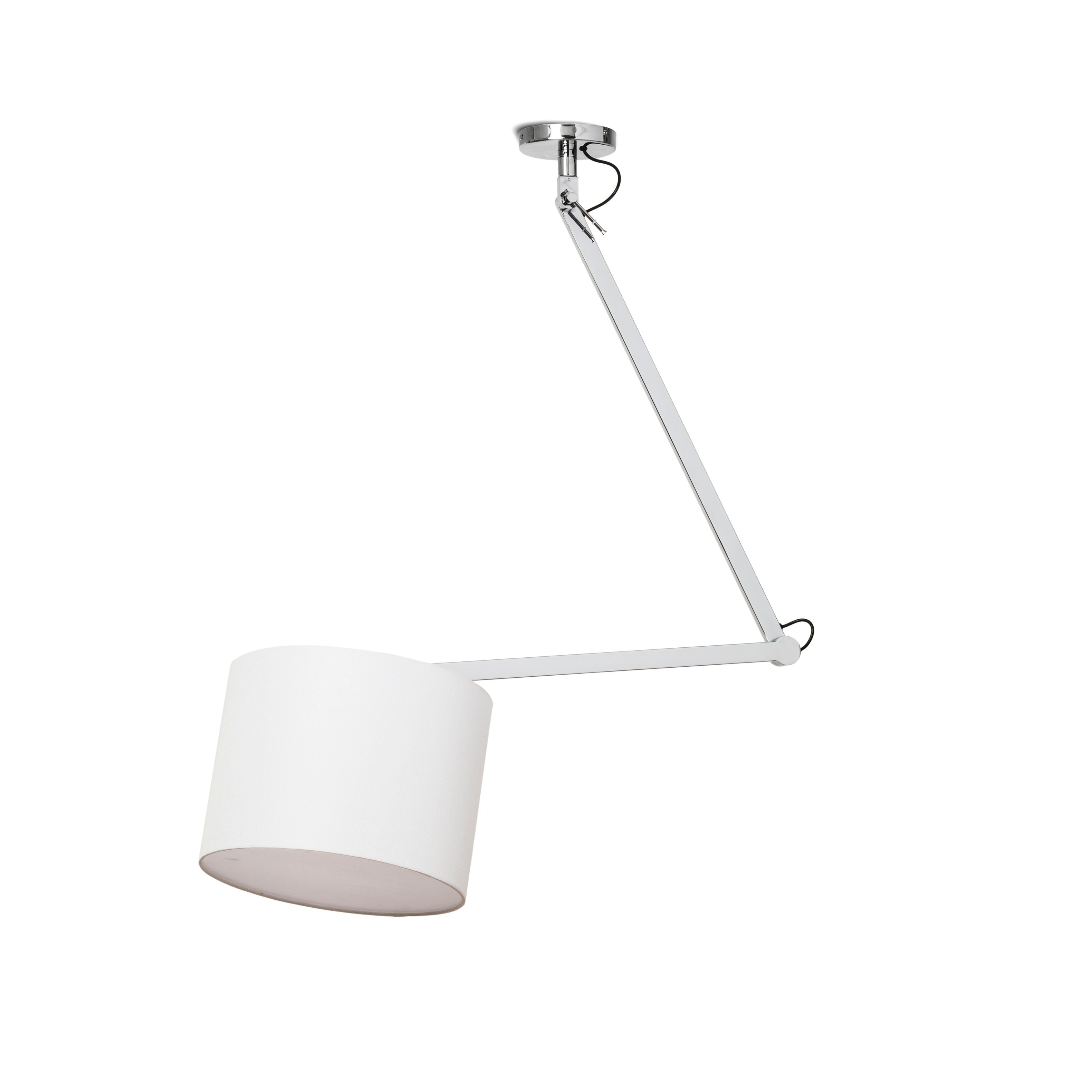 Lampă reglabilă cu braț dublu de tavan cu abajur textil, MADISON C de alb crom 230V LED E27 15W