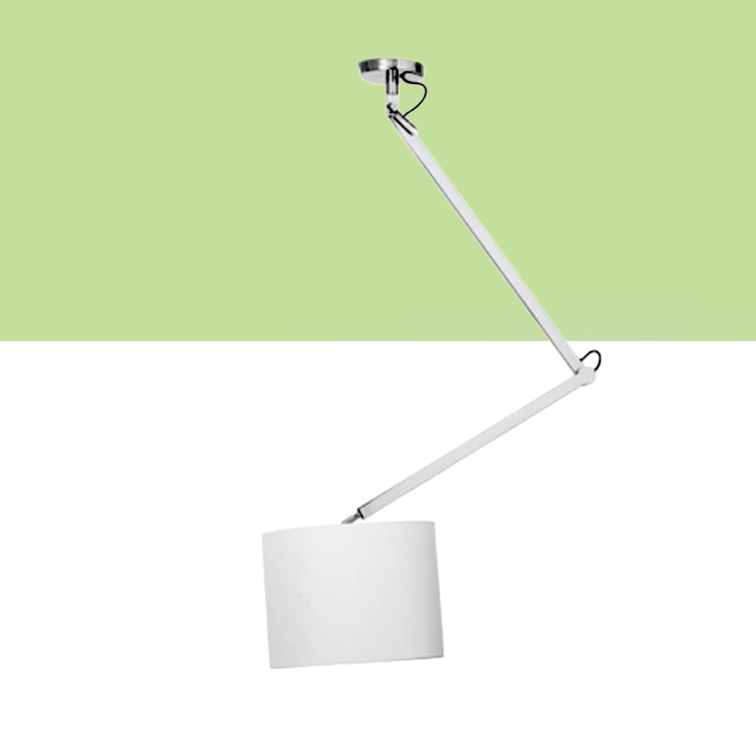 Lampă reglabilă cu braț dublu de tavan cu abajur textil, MADISON C de alb crom 230V LED E27 15W