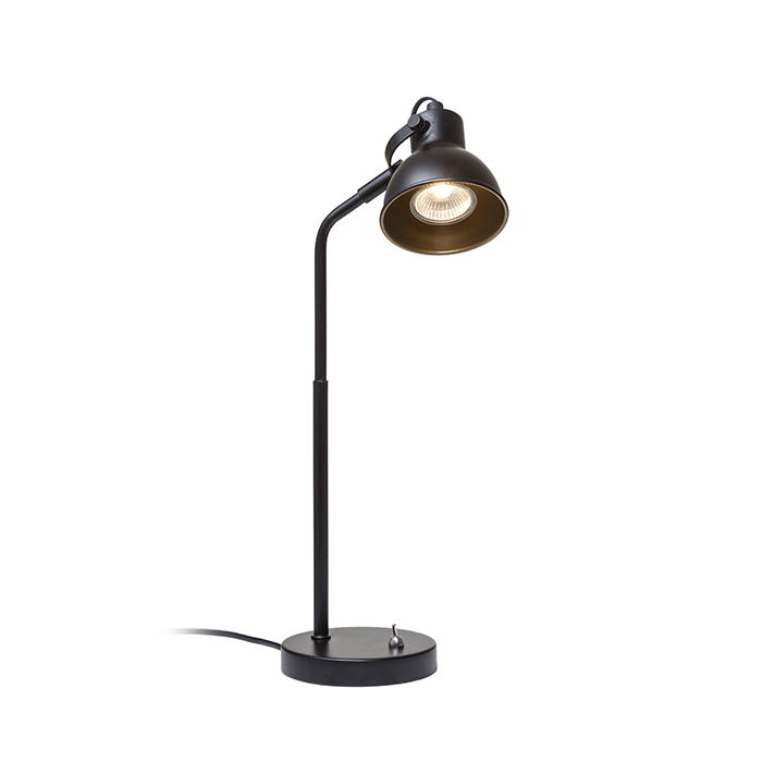 Lampă retro de masă pentru sursă economică GU10, ROSITA negru/auriu 230V LED 9W