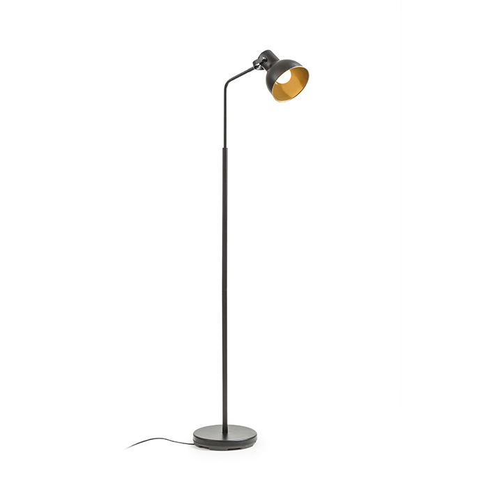 Lampă retro de podea pentru sursă economică E27, ROSITA negru/auriu 230V LED 11W