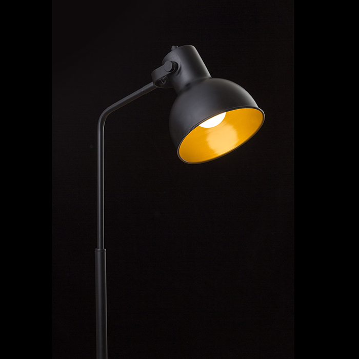Lampă retro de podea pentru sursă economică E27, ROSITA negru/auriu 230V LED 11W