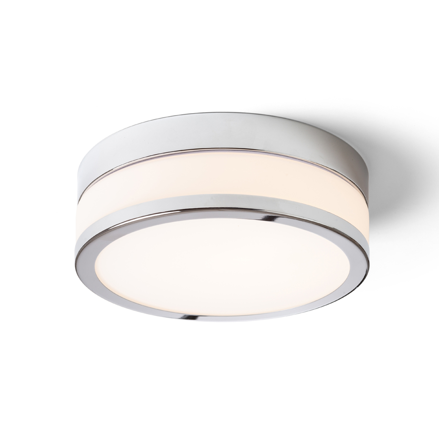 Lampă rotundă de plafon cu LED integrat, sticlă plată de culoare opal și cadru metalic, CIRA LED 23 de tavan opal/crom 230V 12W IP44 3000K