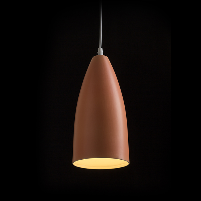 Lampă suspendată cu forma conică pentru iluminarea în jos, cu o priză E27, TUTTI portocalie ceramic 230V LED 15W