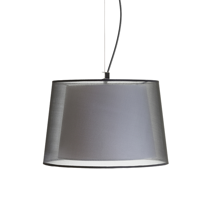 Lampă suspendată din material textil cu abajur dublu, ESPLANADE negru transparent/alb crom 230V LED E27 15W