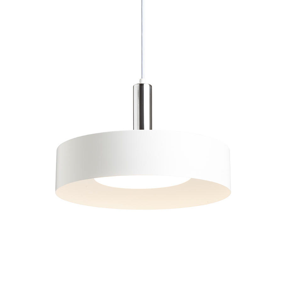 Lampă suspendată cu abajur metalic si cablu textil, GIULIA 40 alb crom 230V LED E27 30W