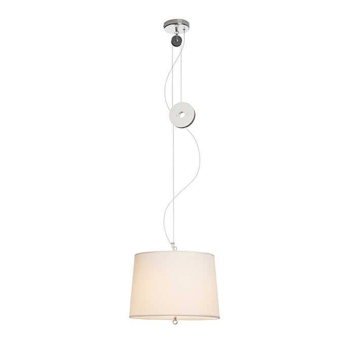 Lampă suspendată retractabilă din material textil cu abajur negru sau alb, LEVITA ajustabil crom 230V LED E27 15W