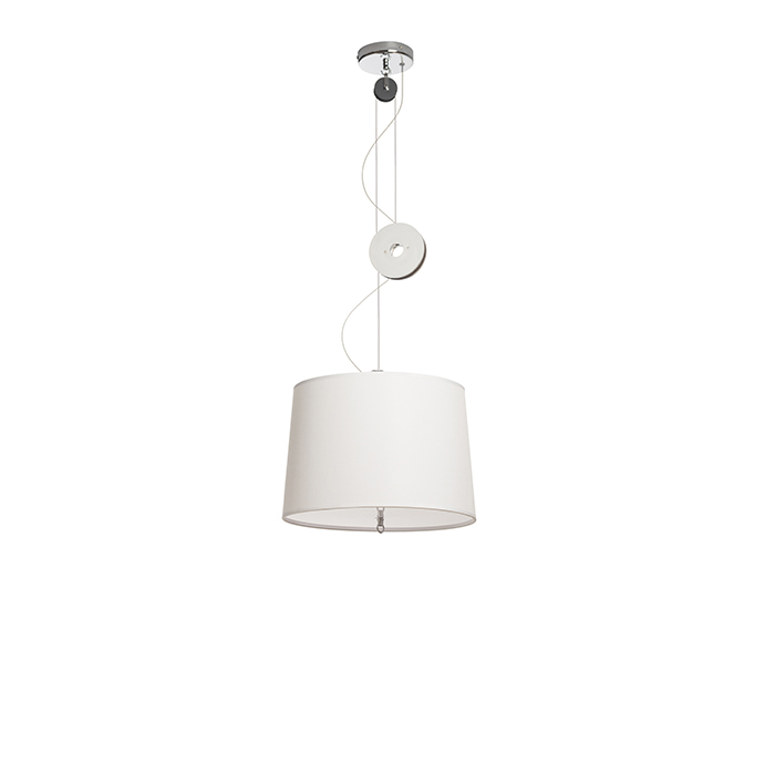 Lampă suspendată retractabilă din material textil cu abajur negru sau alb, LEVITA ajustabil crom 230V LED E27 15W