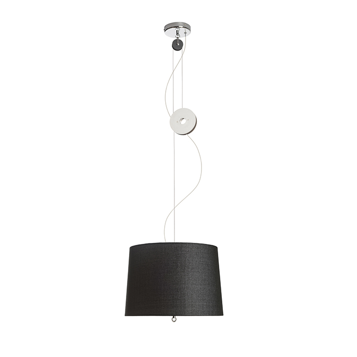 Lampă suspendată retractabilă din material textil cu abajur negru sau alb, LEVITA ajustabil crom 230V LED E27 15W