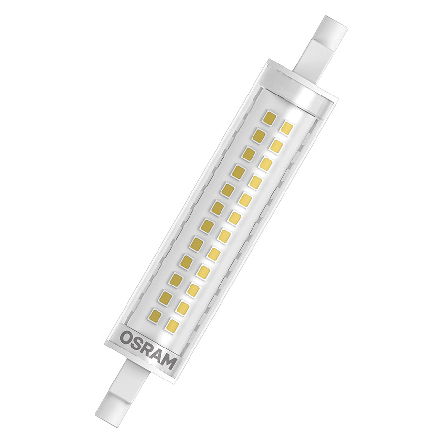 LED bec bun in loc de becuri cu halogen cu fasung R7s cu lungime de 118 mm, OSRAM SLIM LINE 118mm clar 230V EQ100 2700K