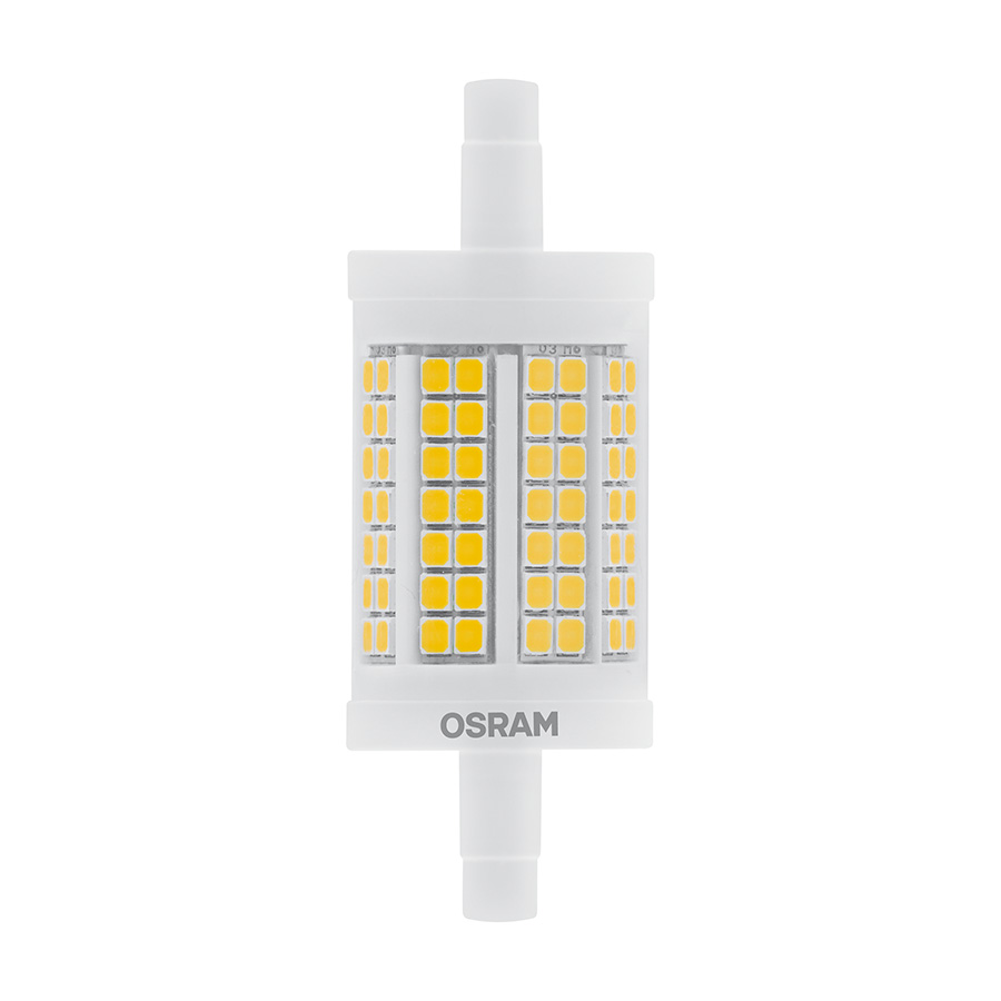 LED bec bun in loc de becuri cu halogen cu fasung R7s cu lungime de 78 mm, OSRAM LINE 78mm DIMM clar 230V EQ100 2700K