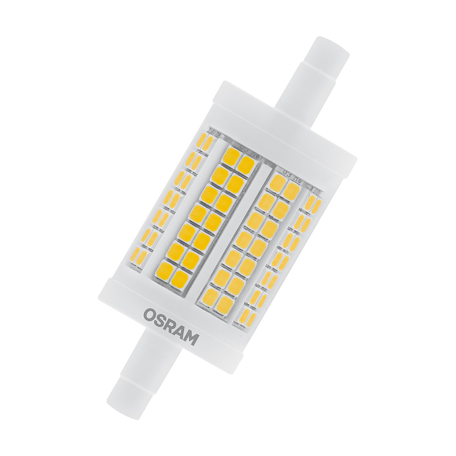 LED bec bun in loc de becuri cu halogen cu fasung R7s cu lungime de 78 mm, OSRAM LINE 78mm DIMM clar 230V EQ100 2700K