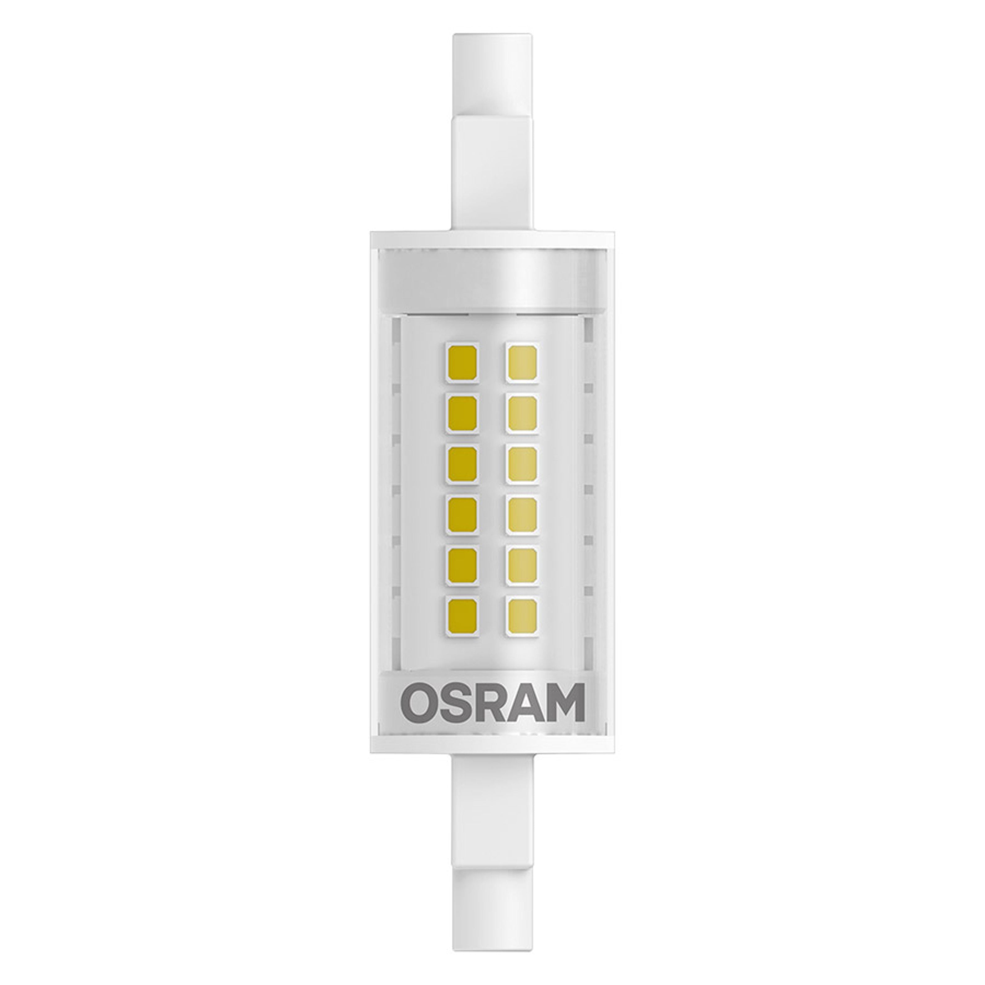 LED bec bun in loc de becuri cu halogen cu fasung R7s cu lungime de 78 mm, OSRAM SLIM LINE 78mm clar 230V EQ60 300° 2700K