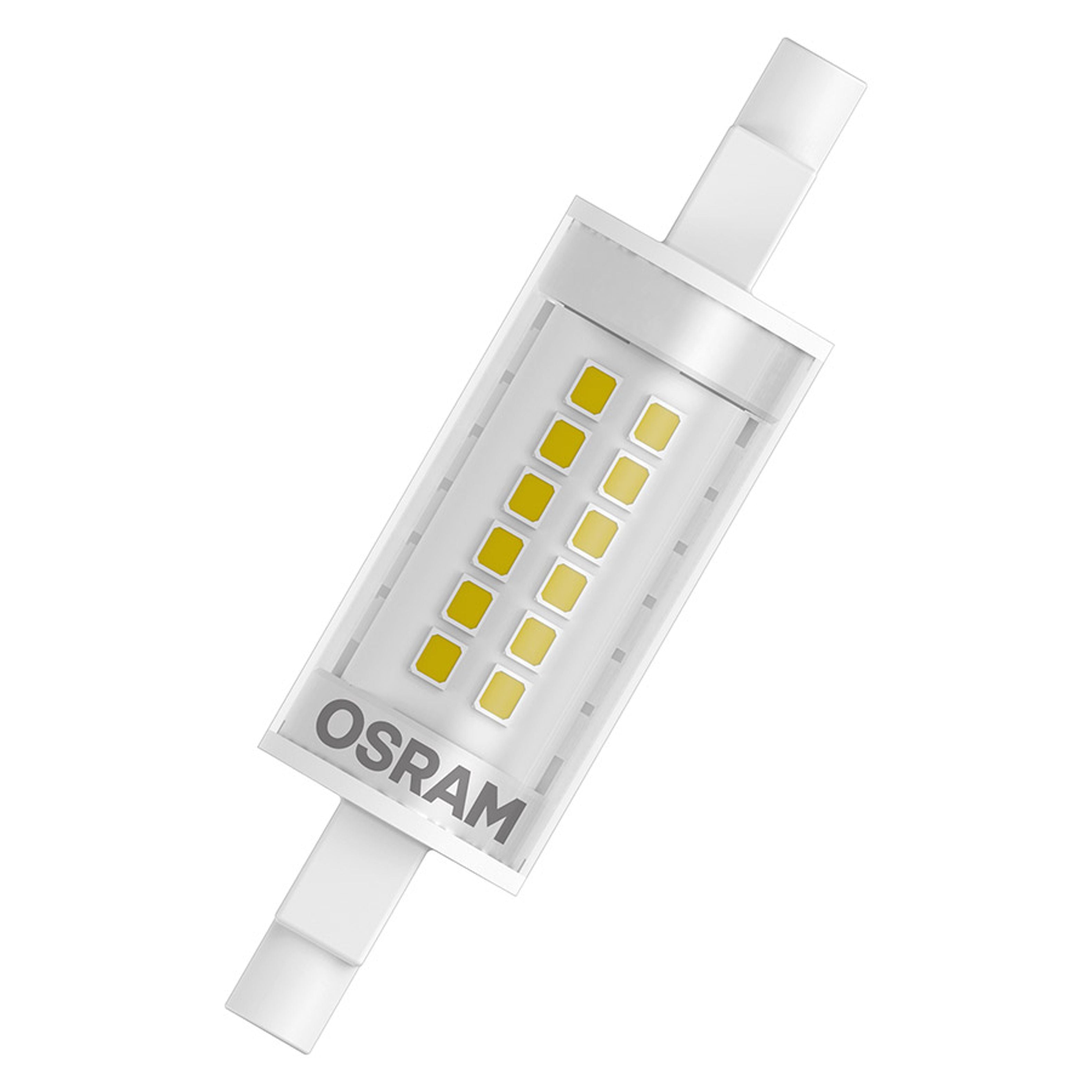 LED bec bun in loc de becuri cu halogen cu fasung R7s cu lungime de 78 mm, OSRAM SLIM LINE 78mm clar 230V EQ60 300° 2700K