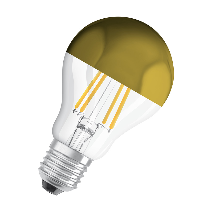 LED bec cu capac din cer și fasung E27, OSRAM TOP Classic A folie aurie 230V EQ50 2700K