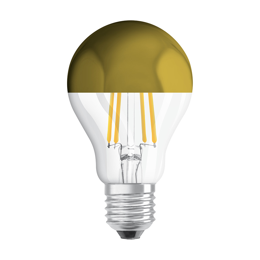 LED bec cu capac din cer și fasung E27, OSRAM TOP Classic A folie aurie 230V EQ50 2700K