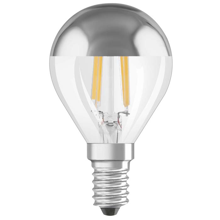 LED bec cu o celulă mică, capac argintiu și pentru fasung E14, OSRAM TOP iluminator crom 230V EQ31 300° 2700K