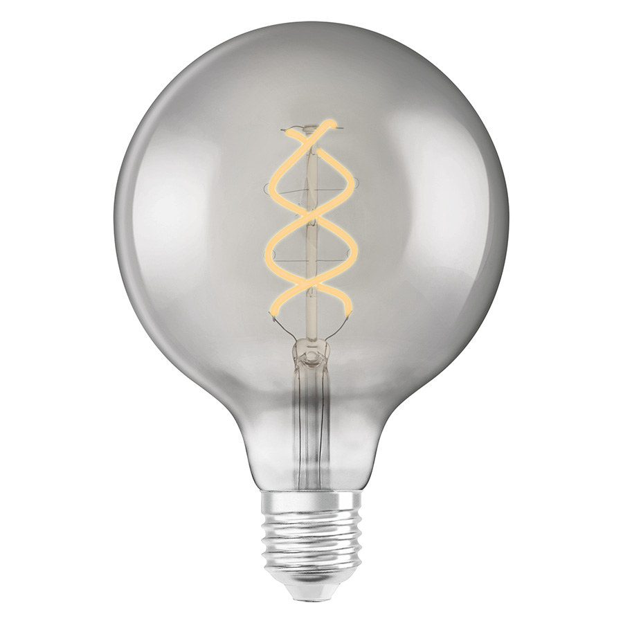 LED bec Globe cu culoare specifica de sticla, OSRAM Vintage Globe 125 SPIRAL afumată 230V E27 EQ15 1800K