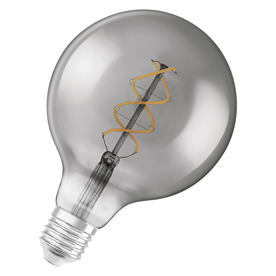 LED bec Globe cu culoare specifica de sticla, OSRAM Vintage Globe 125 SPIRAL afumată 230V E27 EQ15 1800K