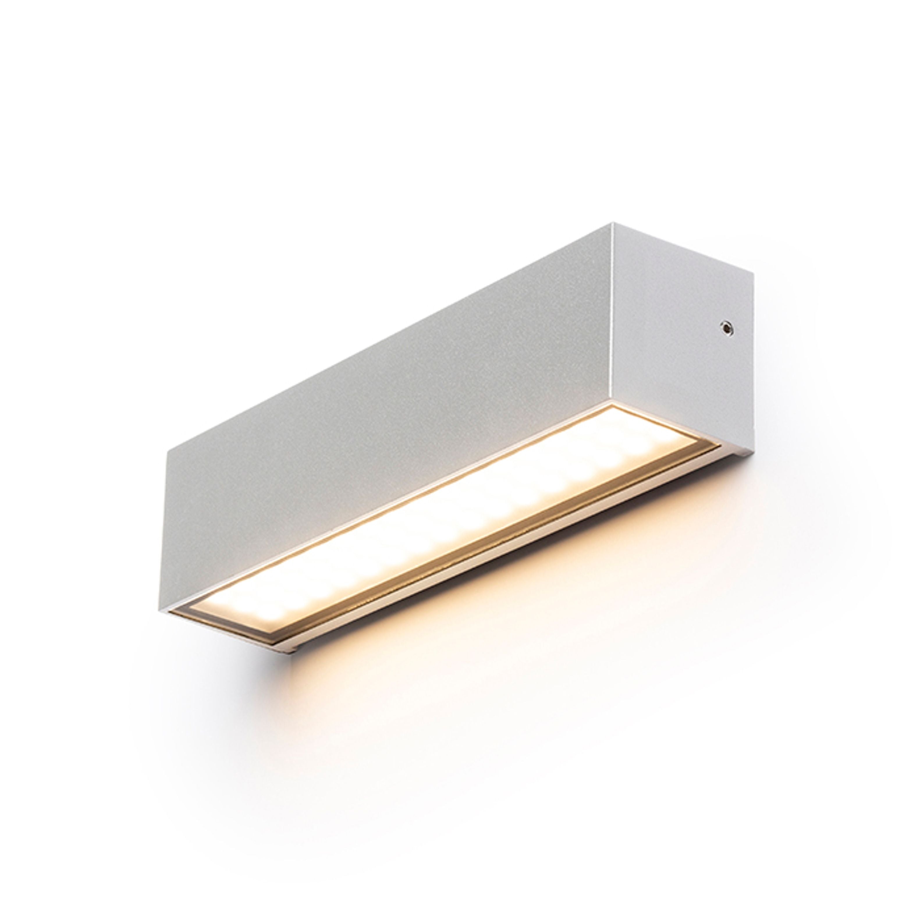 LED lumina de perete dreptunghiular cu lumina jos, CAMARGUE gri argintiu sticlă satinată 230V 6W IP65 3000K
