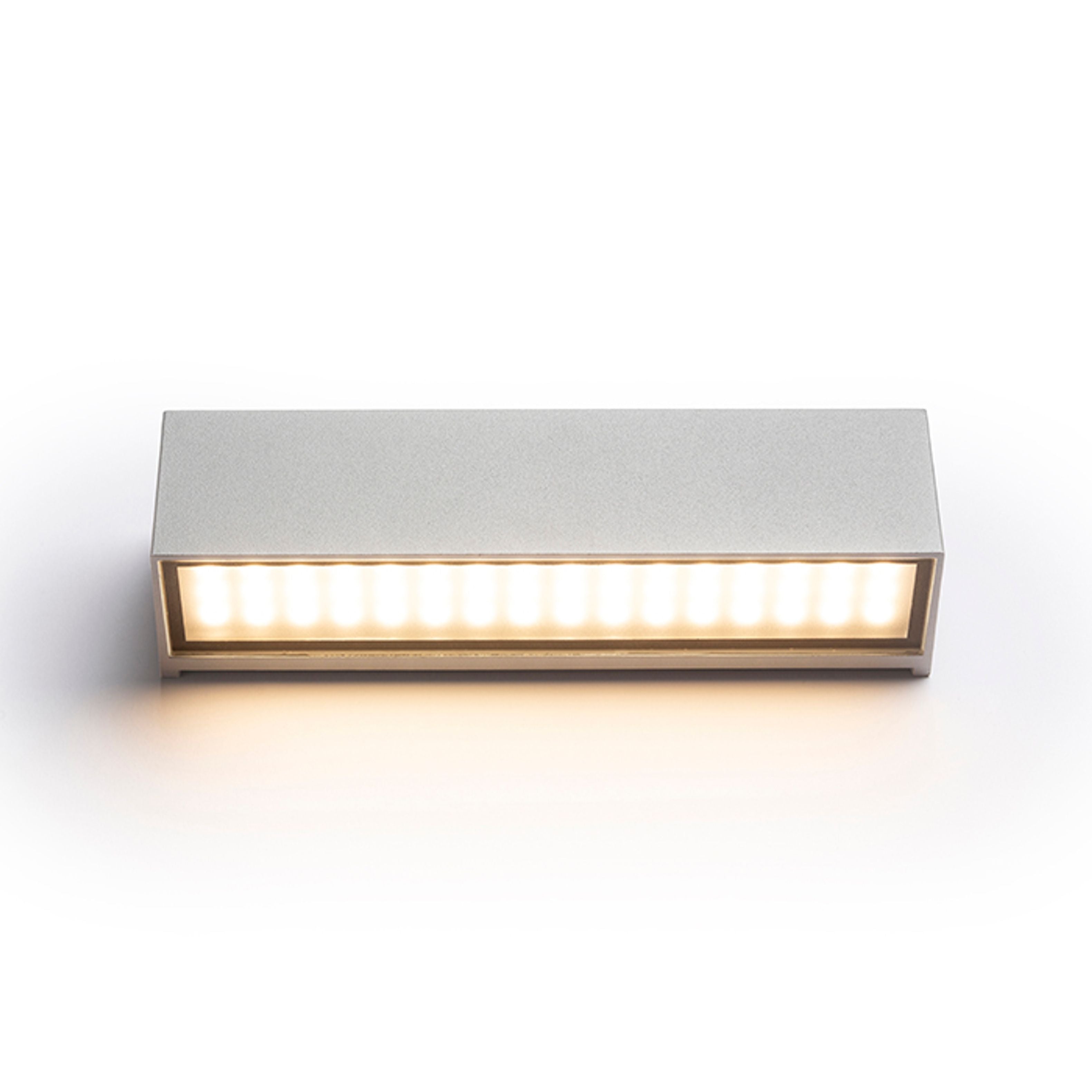 LED lumina de perete dreptunghiular cu lumina jos, CAMARGUE gri argintiu sticlă satinată 230V 6W IP65 3000K