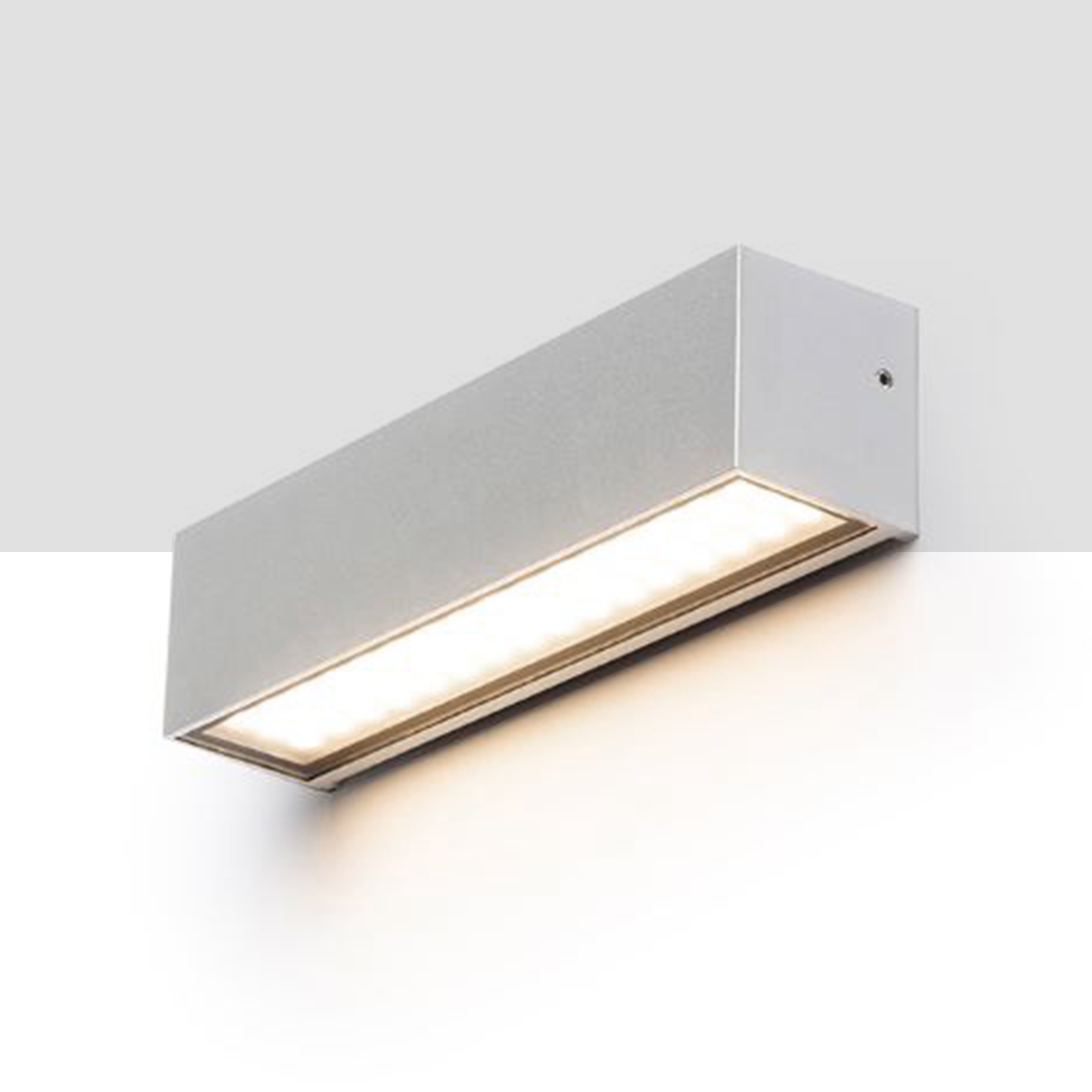 LED lumina de perete dreptunghiular cu lumina jos, CAMARGUE gri argintiu sticlă satinată 230V 6W IP65 3000K