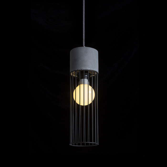 Lumină agăţată beton cu abajur din metal pentru bec cu fasung E27, BURTON suspendat 230V LED 11W