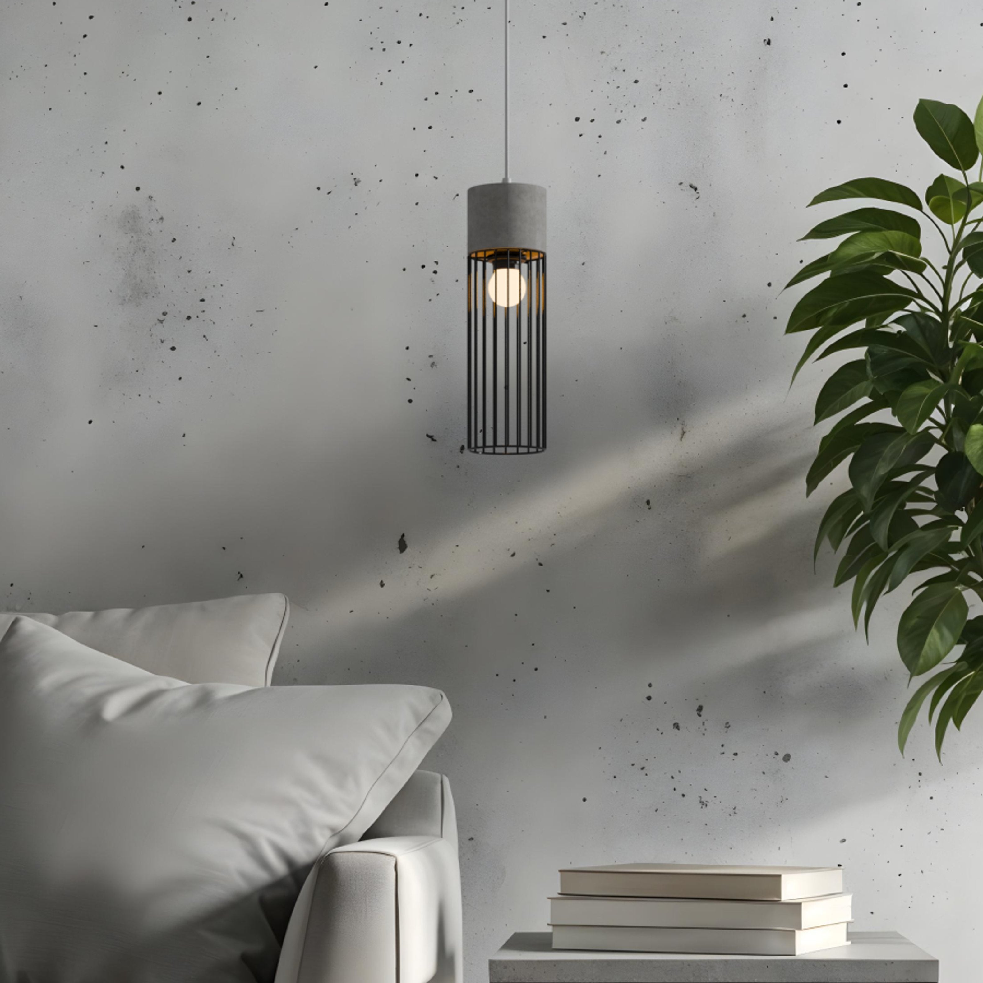 Lumină agăţată beton cu abajur din metal pentru bec cu fasung E27, BURTON suspendat 230V LED 11W