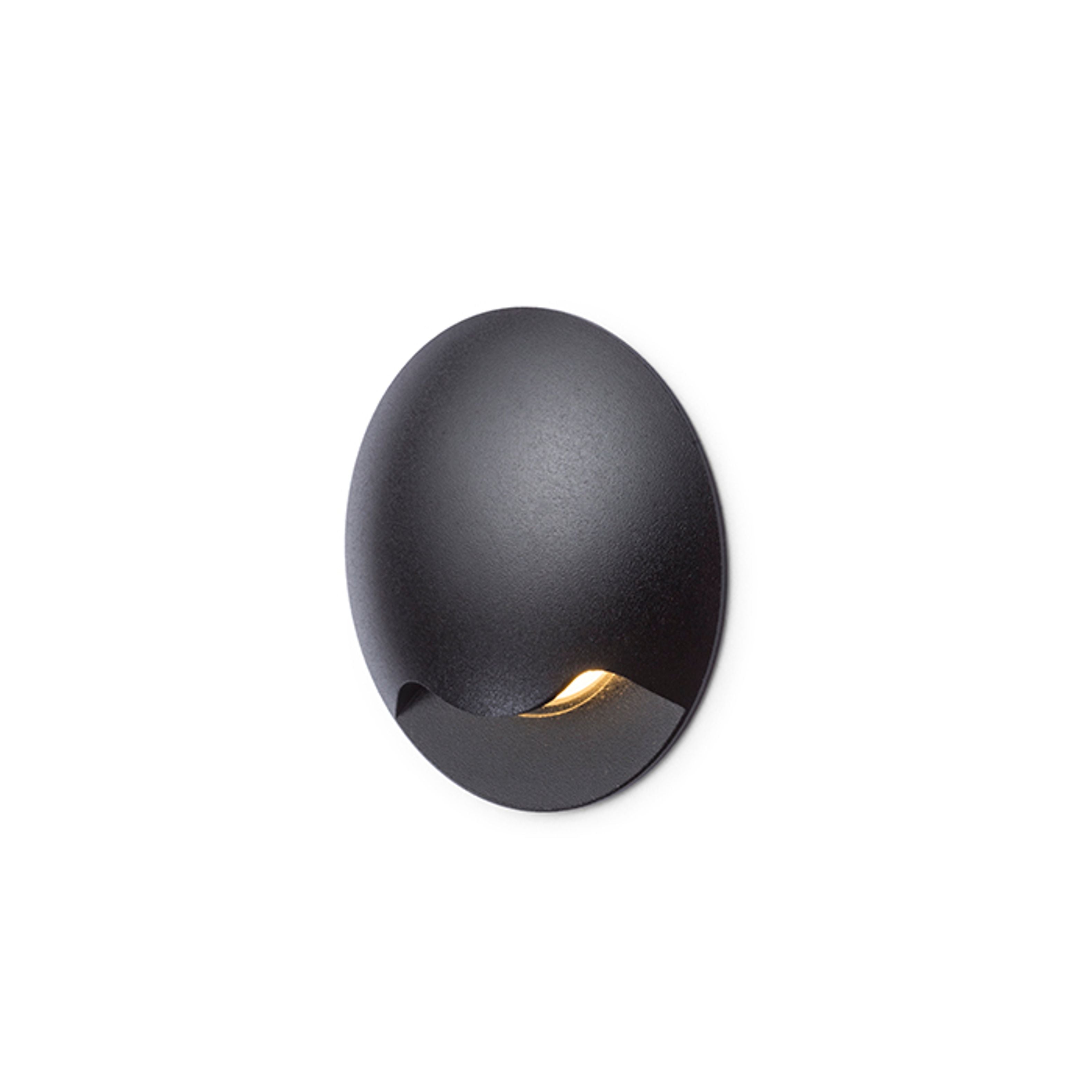 Lumina de orientare incasabilă cu LED integrat care emite lumina intr-o parte, KICK I incastrat negru 230V 3W IP54 3000K