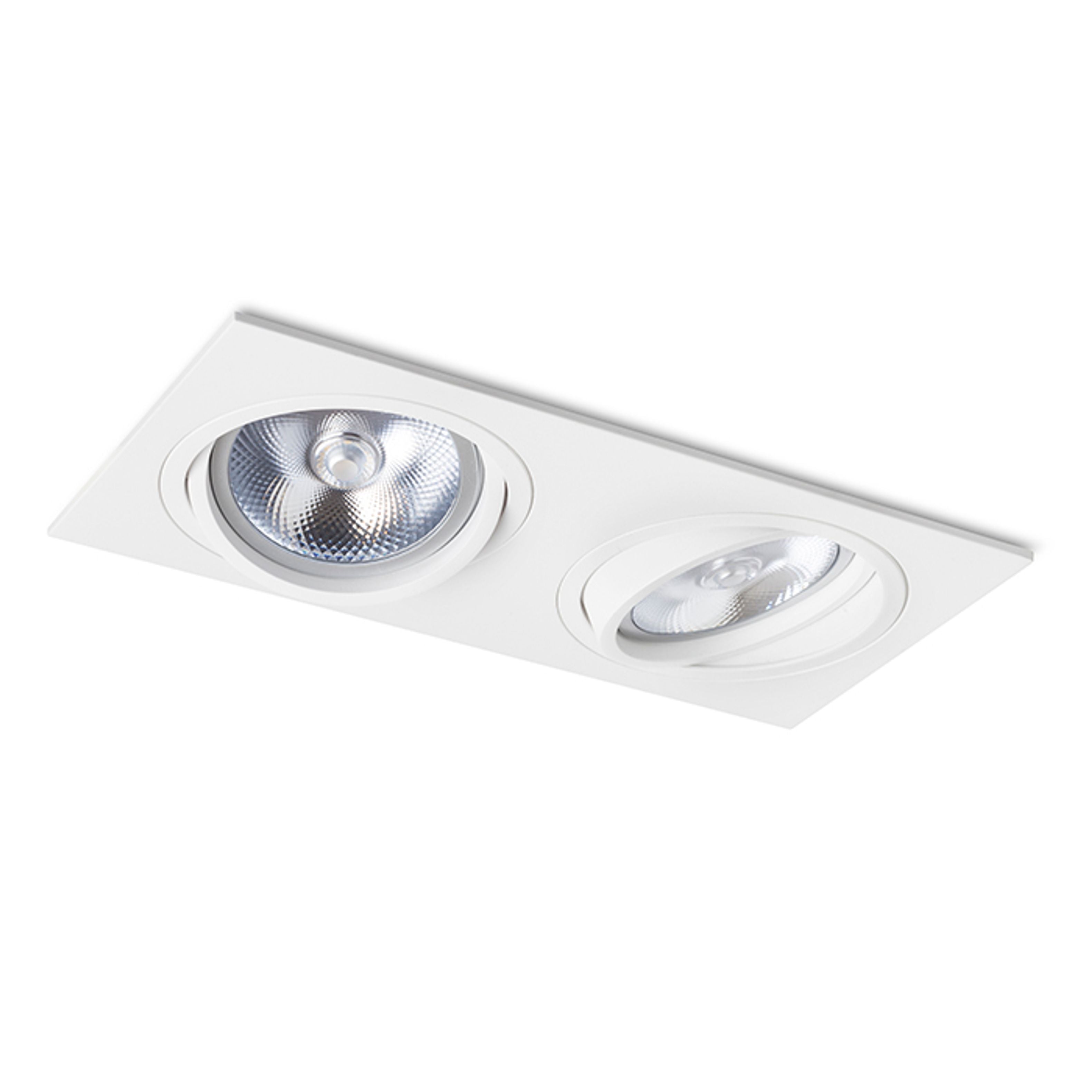 Lumină dreptunghiulară încasabilă cu funcție de înclinare pentru sursele de lumină AR111, PASADENA G53 SQ II alb 230V LED 2x15W
