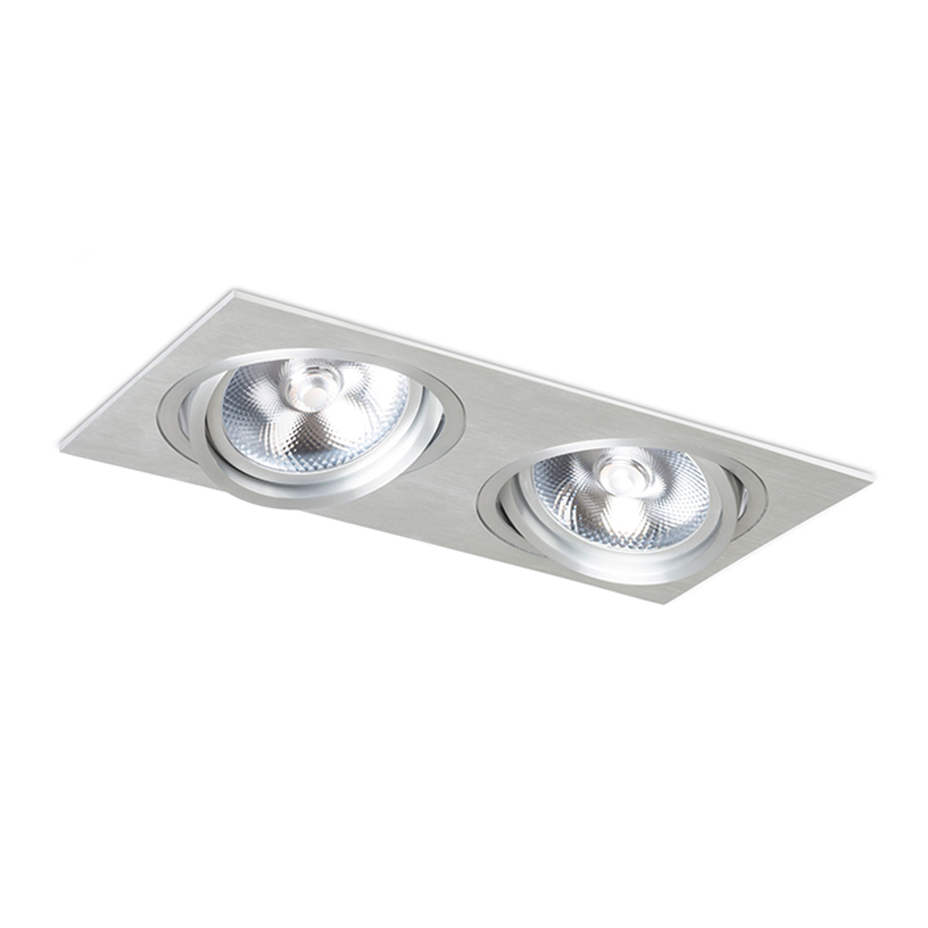 Lumină dreptunghiulară încasabilă cu funcție de înclinare pentru sursele de lumină AR111, PASADENA G53 SQ II aluminiu 230V LED 2x15W