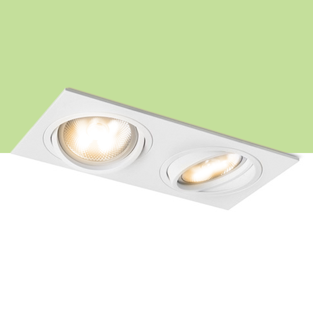 Lumină dreptunghiulară încasabilă cu funcție de înclinare pentru sursele de lumină AR111, PASADENA G53 SQ II aluminiu 230V LED 2x15W