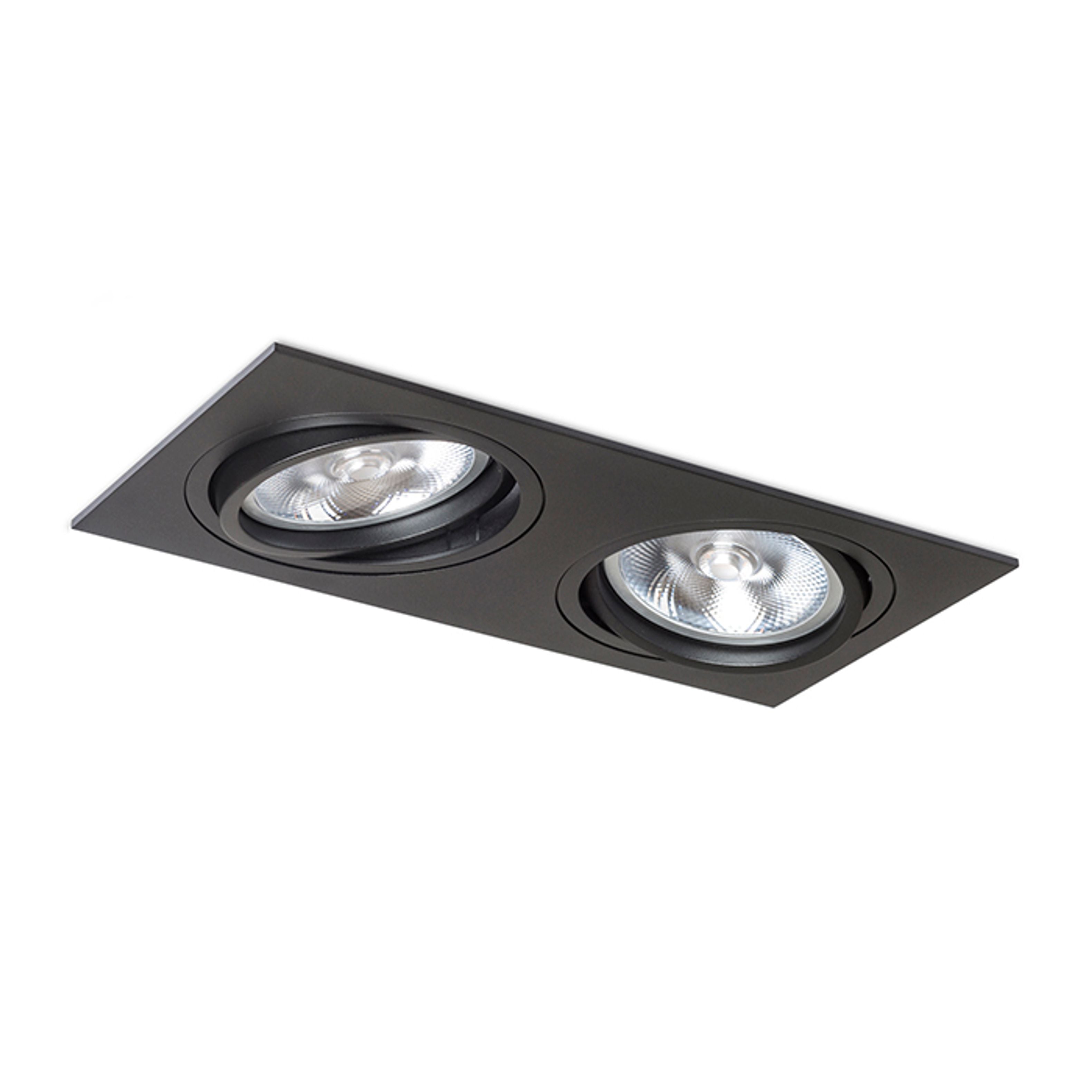 Lumină dreptunghiulară încasabilă cu funcție de înclinare pentru sursele de lumină AR111, PASADENA G53 SQ II negru 230V LED 2x15W