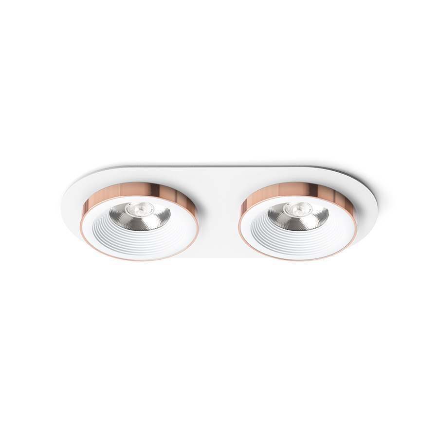 Lumină fixă ​​încastrată cu modul LED de 10W, SHARM R II alb cupru 230V 2x10W 24° 3000K