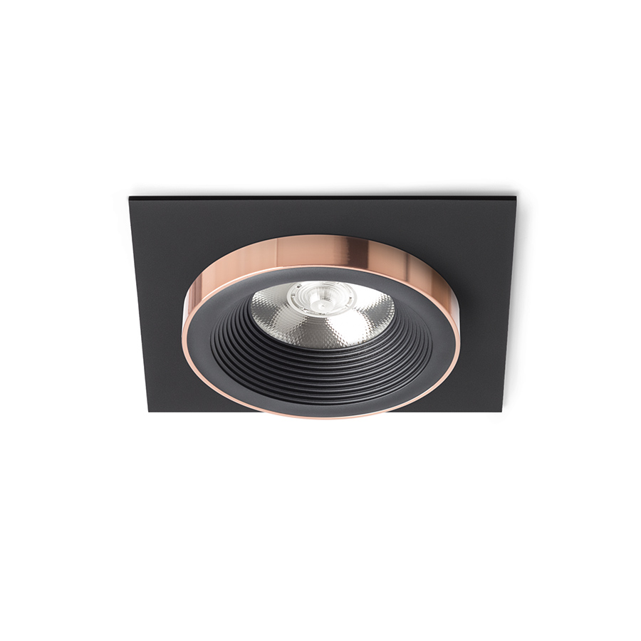Lumină fixă ​​încastrată cu modul LED de 10W, SHARM SQ I incastrat negru/negru cupru 230V 24° 3000K