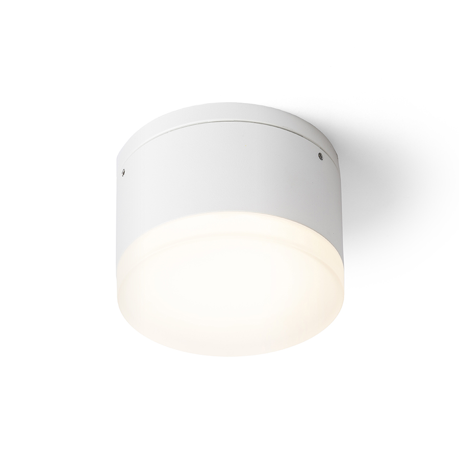 Lumină LED de exterior cilindrică, cu o nuanță de sticlă din sticlă satinată, ORIN R de tavan alb acril satinat 230V 10W IP54 3000K
