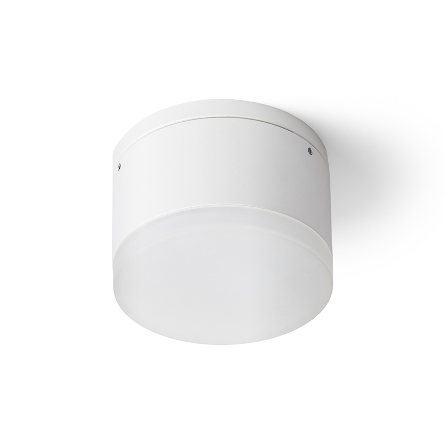 Lumină LED de exterior cilindrică, cu o nuanță de sticlă din sticlă satinată, ORIN R de tavan alb acril satinat 230V 10W IP54 3000K