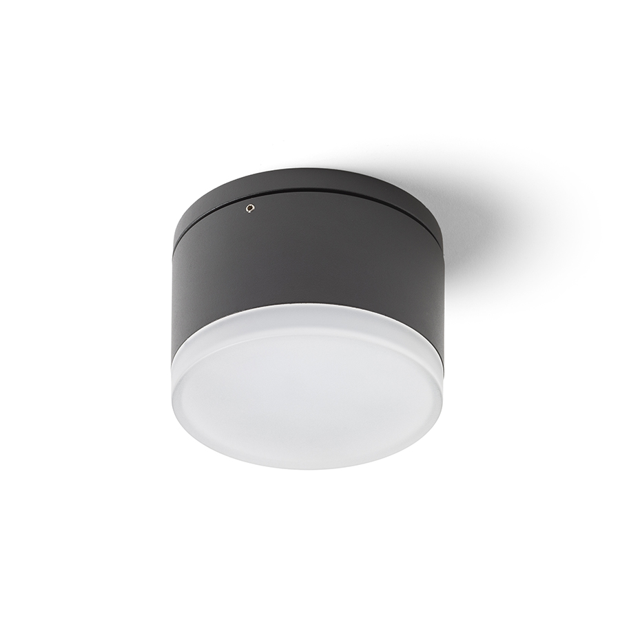 Lumină LED de exterior cilindrică, cu o nuanță de sticlă din sticlă satinată, ORIN R de tavan antracit acril satinat 230V 10W IP54 3000K