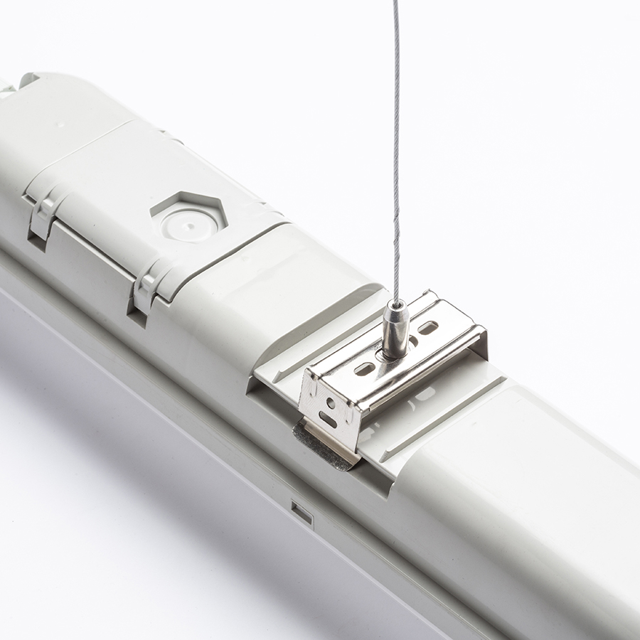 Lumină LED din fabrică, liniară, pentru montare pe plafon sau suspendată, cu kit de suspensie G13672, TRIDENT PRO 120 corp gri acrilică mată 230V 40W IP65 4000K