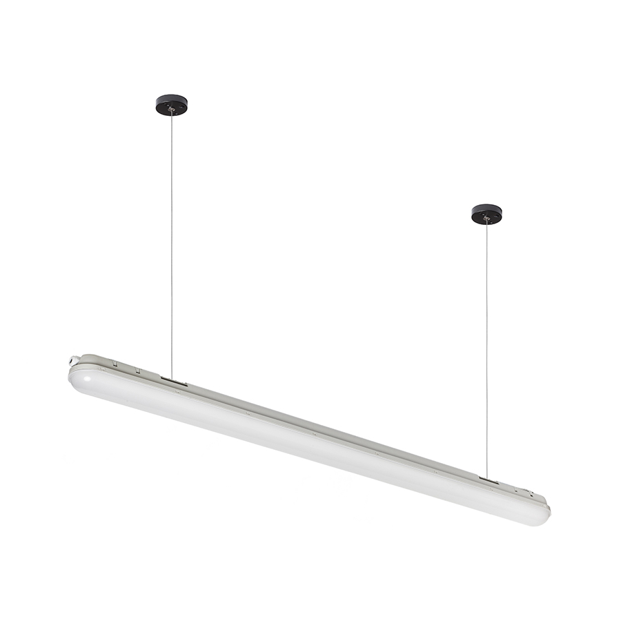 Lumină LED din fabrică, liniară, pentru montare pe plafon sau suspendată, cu kit de suspensie G13672, TRIDENT PRO 120 corp gri acrilică mată 230V 40W IP65 4000K