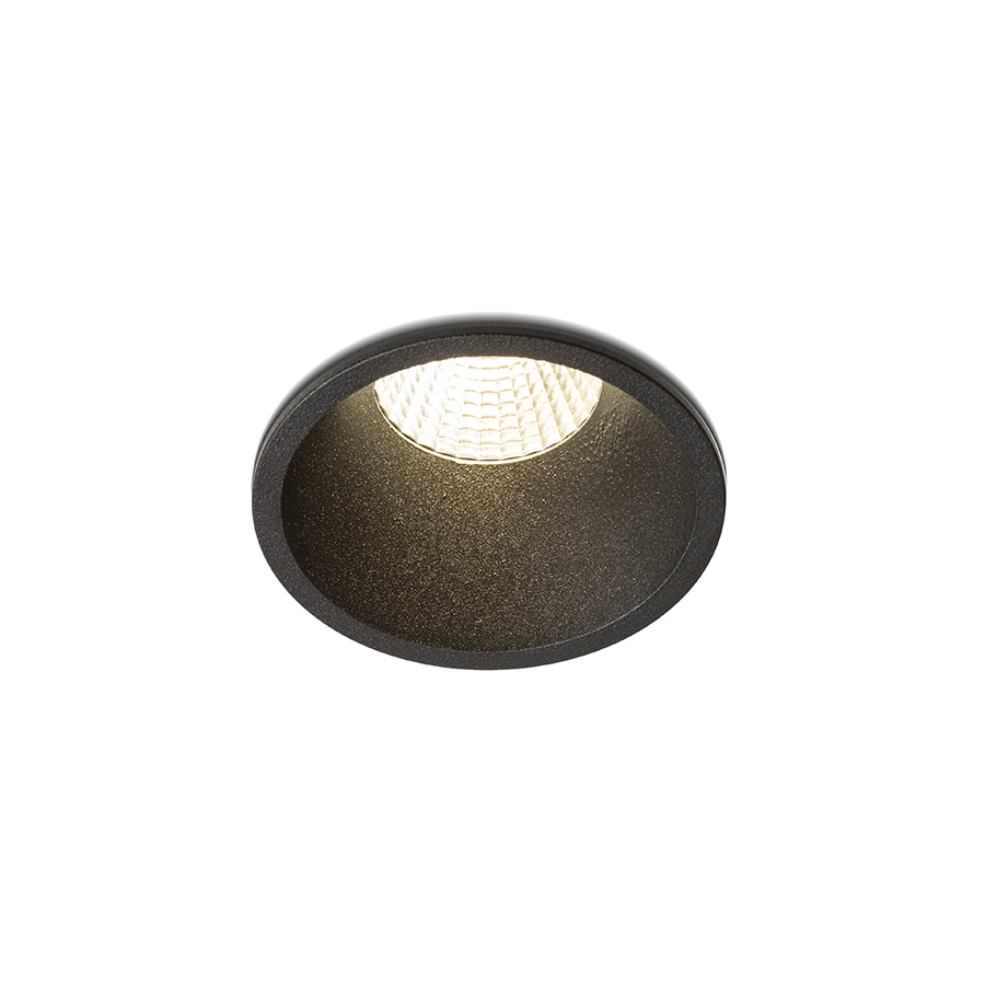 Lumina LED încastrată care poate fi estompată și are, de asemenea, capacitatea de a modifica, OWEN DIMM incastrat negru 230V 7W 45° IP54 3000K - 1800K