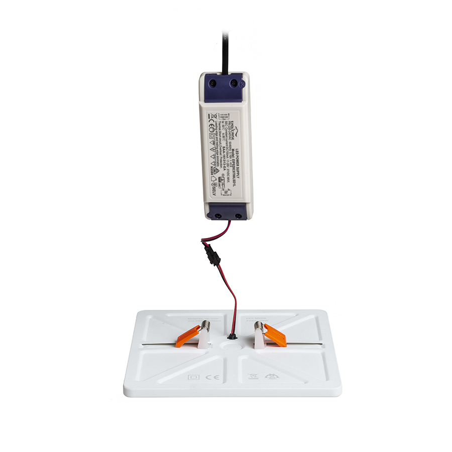 Lumina LED pătrată pentru instalare în tavan cu adâncime mică, BJORK SQ 20 încastrat alb 230V 18W 3000K