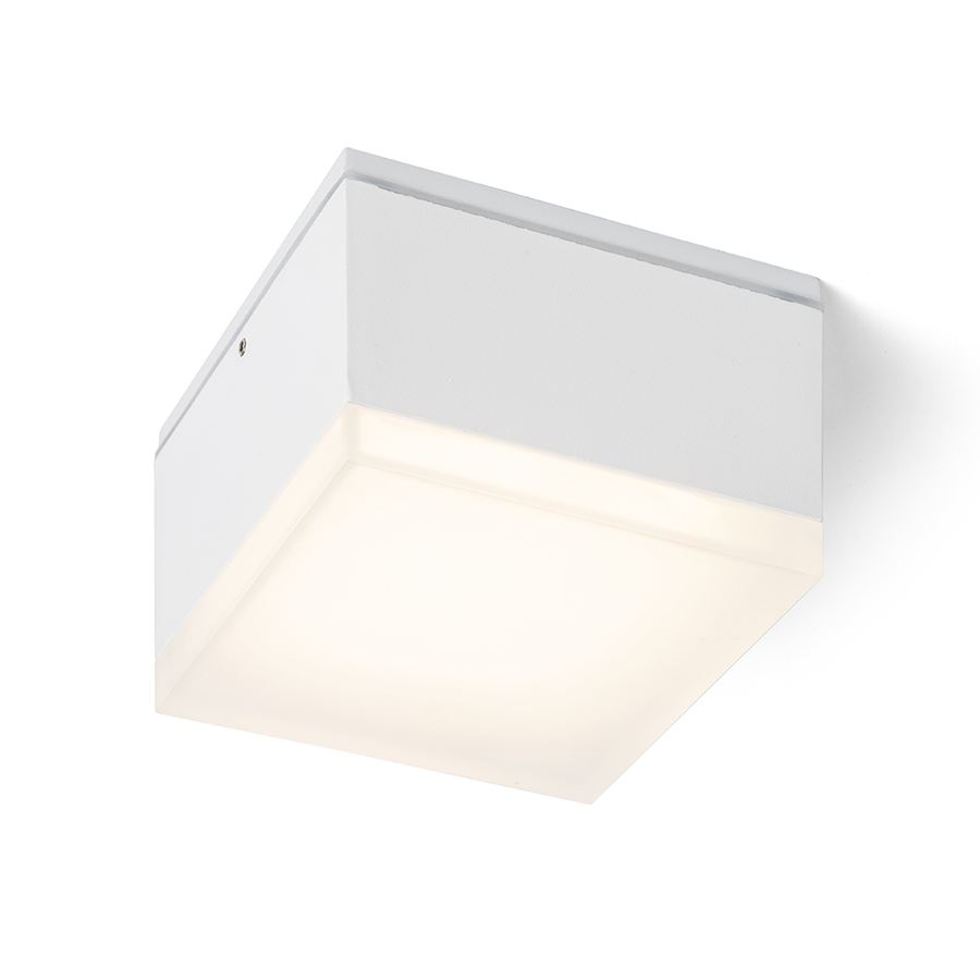 Lumină LED unghiulară pentru exterior, cu o nuanță de sticlă din sticlă satinată, ORIN SQ de tavan alb acril satinat 230V 10W IP54 3000K