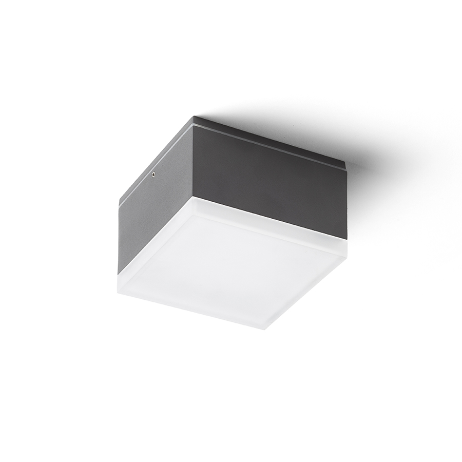 Lumină LED unghiulară pentru exterior, cu o nuanță de sticlă din sticlă satinată, ORIN SQ de tavan antracit acril satinat 230V 10W IP54 3000K