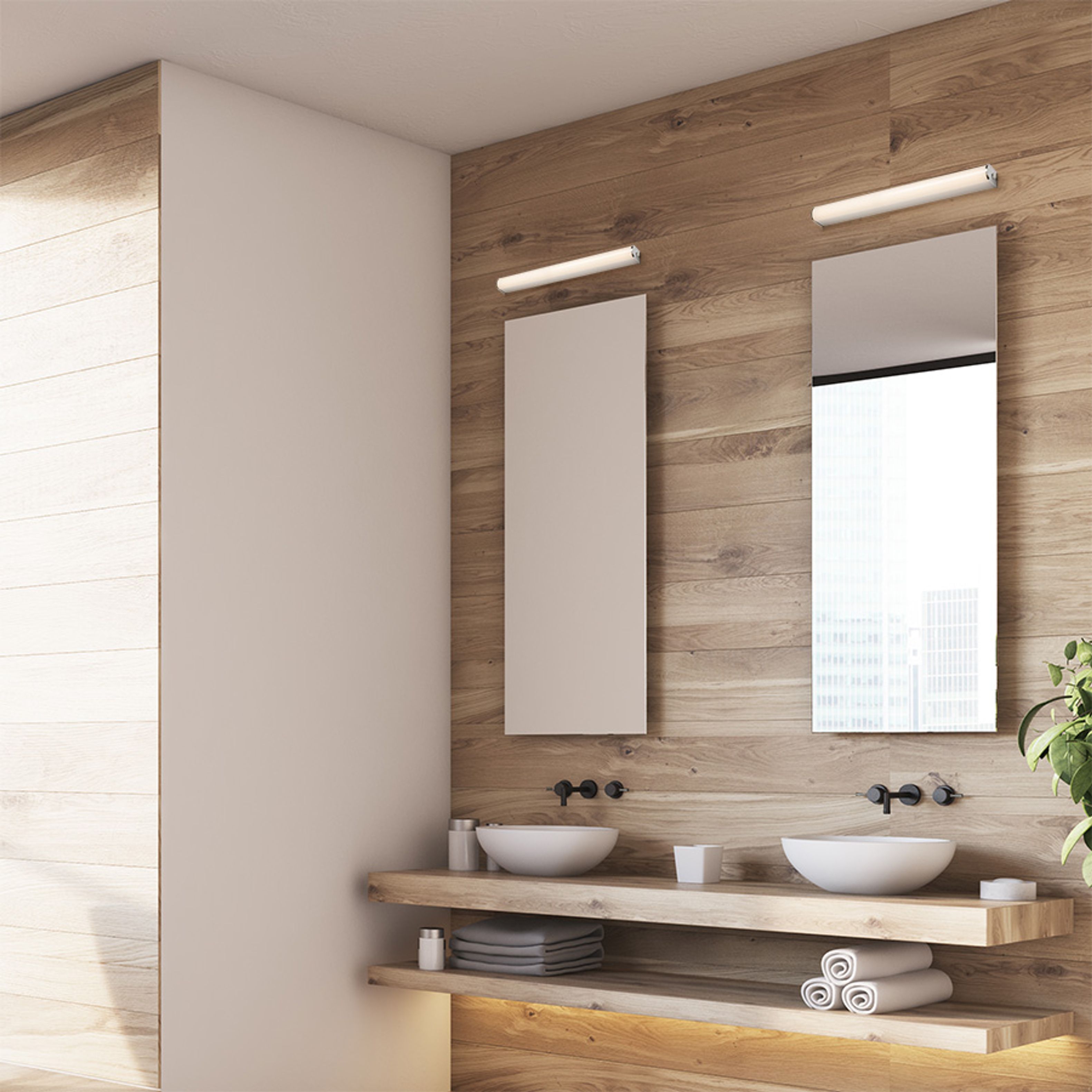 Lumină liniară cu LED integrat potrivită în medii umede, CORAZON 60 crom 230V 15W IP44 3000K