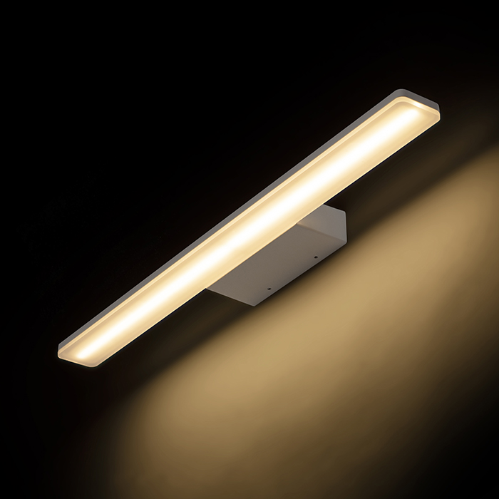 Lumină liniară LED potrivită deasupra oglinzilor care strălucește în jos, MAREA 60 de perete alb 230V 18W IP44 3000K