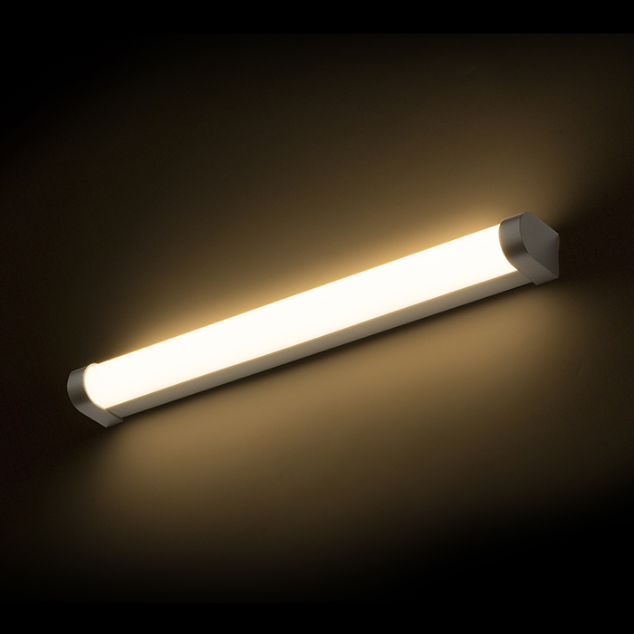 Lumină liniară pentru baie cu LED integrat potrivită deasupra oglinzilor, cu opțiunea de a, TAMPA 60 de perete fără capace alb 230V 15W IP44 3000K