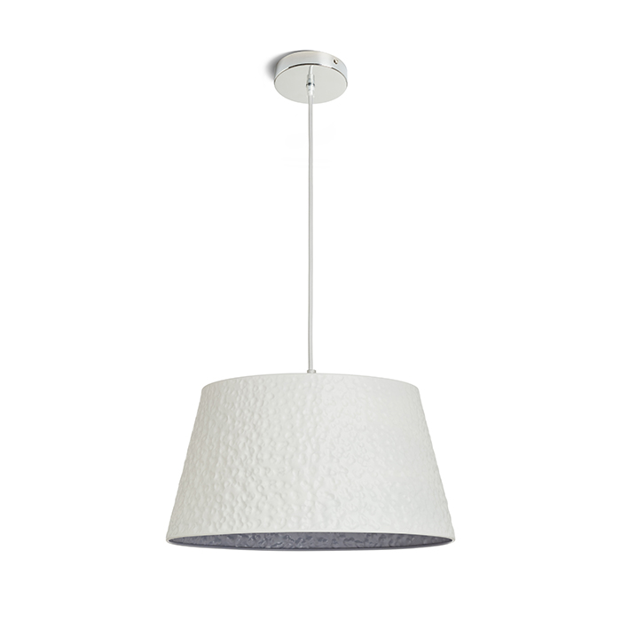 Lumină metalică agăţată cu decor sfărâmat, BUCKY 40 suspendat alb/gri metal 230V LED E27 15W