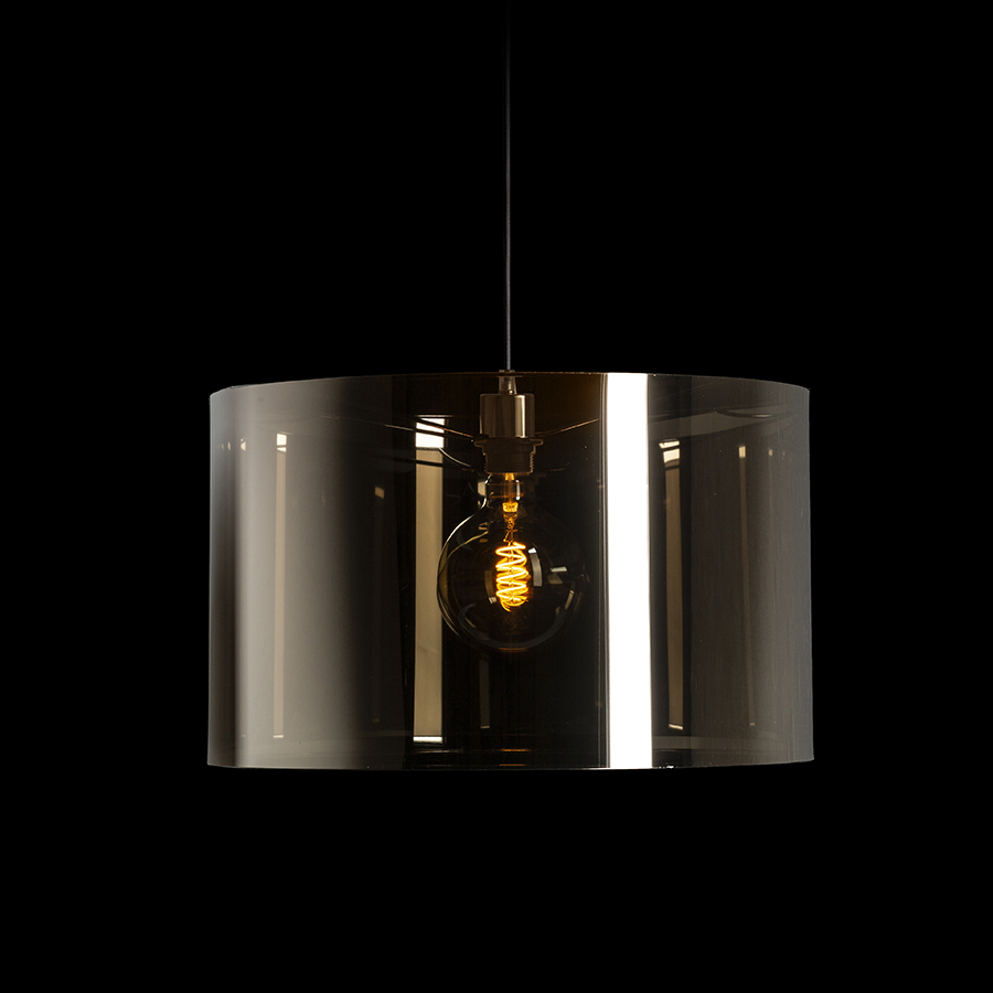 Lumină suspendată decorativă cu abajur din folie cromat, FANCY 50/30 de fum 230V LED E27 15W