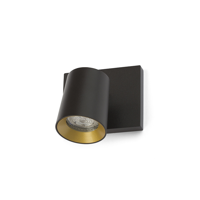 O serie elegantă de spoturi pentru lampă de bază GU10 cu inele de culoare schimbabile, KENNY I montat pe suprafață negru/auriu 230V LED 8W